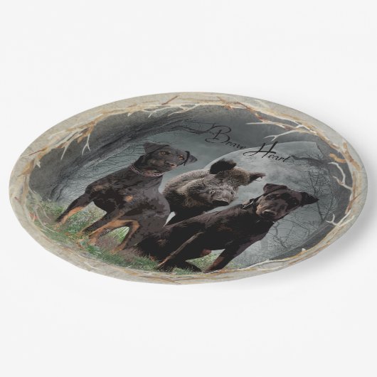 Assiettes En Carton Jagdterrier, coeur courageux (Angle)