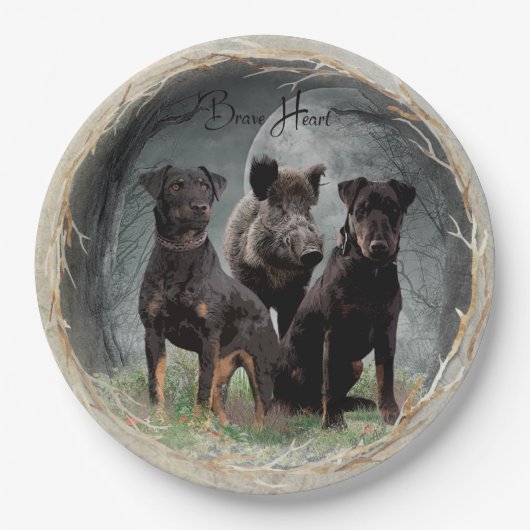 Assiettes En Carton Jagdterrier, coeur courageux (Devant)