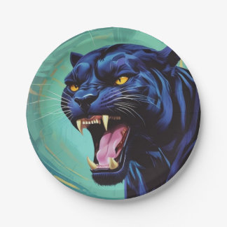 Assiettes En Carton Jaguar - Panthère noire