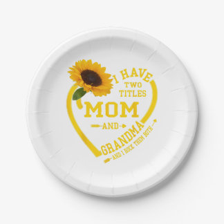 Assiettes En Carton J'Ai Deux Titres Maman Et Grand-Mère Fête 2024