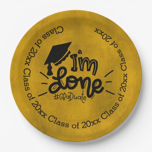 Assiettes En Carton J'ai fini - Jaune (Devant)