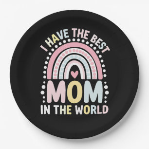 Assiettes En Carton J'Ai La Meilleure Maman Au Monde Boho Rainbow