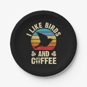Assiettes En Carton J'aime Birds & Coffee Funny vintage Birds thème lo