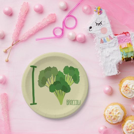 Assiettes En Carton J'aime Brocoli (Fête)