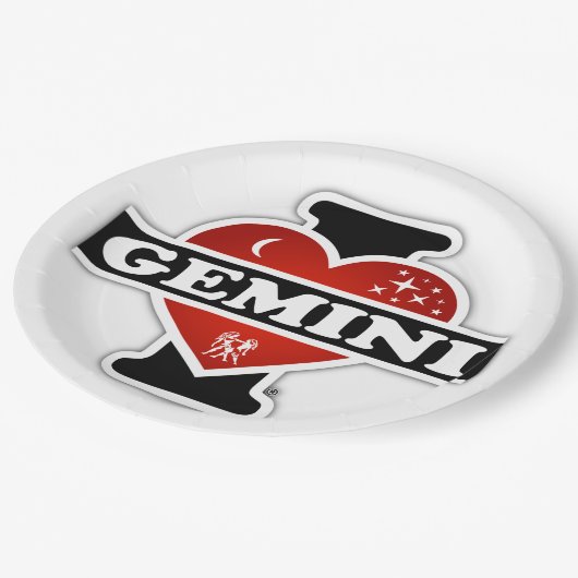 Assiettes En Carton J'aime des Gémeaux (Angle)