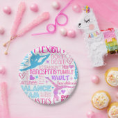 Assiettes En Carton J'aime Gymnastique-filles rose, violet et bleu (Fête)