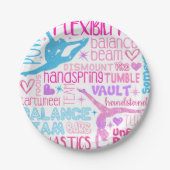 Assiettes En Carton J'aime Gymnastique-filles rose, violet et bleu (Devant)