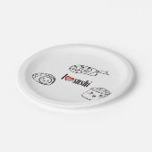 Assiettes En Carton J'aime la plaque à papier de sushi (Angle)