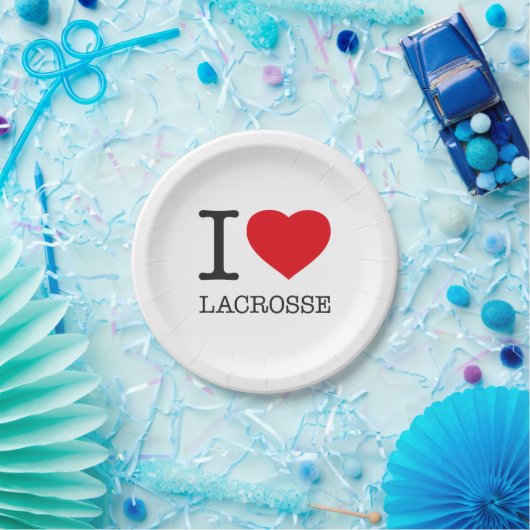 ASSIETTES EN CARTON J'AIME LACROSSE (Fête)