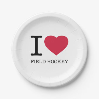 ASSIETTES EN CARTON J'AIME LE HOCKEY SUR LE TERRAIN