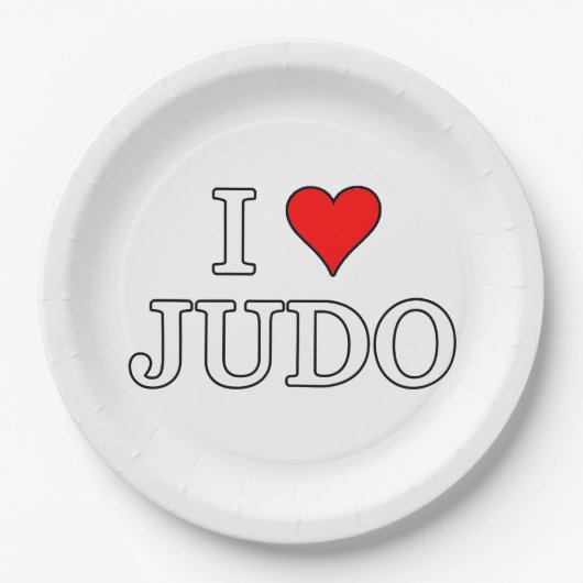 Assiettes En Carton J'aime le judo (Devant)