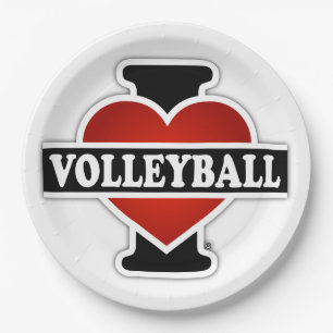 Assiettes En Carton J'aime le volleyball