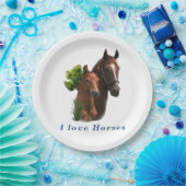 Assiettes En Carton J'aime les chevaux (Fête)