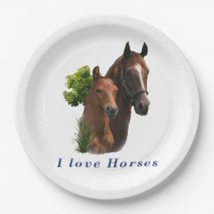 Assiettes En Carton J'aime les chevaux
