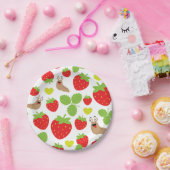 Assiettes En Carton J'aime les fraises Motif sans couture (Fête)