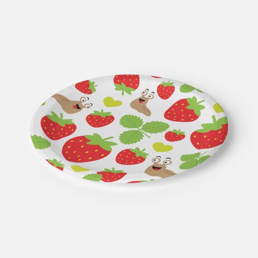 Assiettes En Carton J'aime les fraises Motif sans couture (Angle)