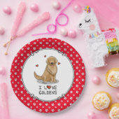 Assiettes En Carton J'Aime Les Goldens J'Aime Les Golden Retrievers Mi (Fête)