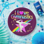 ASSIETTES EN CARTON J'AIME LES GYMNASTIQUES POUR LES PAPIERS (Fête)