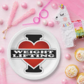 Assiettes En Carton J'aime l'haltérophilie (Fête)