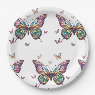 Assiettes En Carton J'aime papillons Plaque de papier