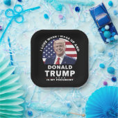 Assiettes En Carton J'aime quand je me réveille et Donald Trump mon pr (Fête)