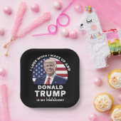 Assiettes En Carton J'aime quand je me réveille et Donald Trump mon pr (Fête)
