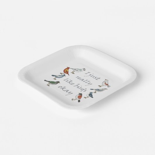 Assiettes En Carton J'Aime Vraiment Les Oiseaux OK Birdwatcher (Angulaire)