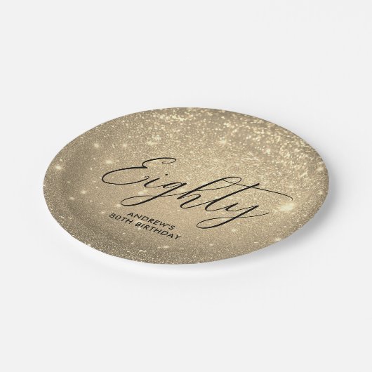 Assiettes En Carton Jalon d'or élégant Anniversaire (Angle)