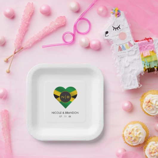 Assiettes En Carton Jamaïcain Jamaïcain Drapeau Mariage de monographie (Fête)