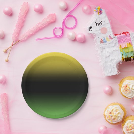 Assiettes En Carton Jamaïcaines Couleurs Ombre Gradient Vert et Jaune (Fête)