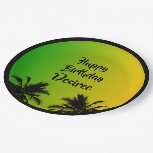 Assiettes En Carton Jamaïque Reggae Caraïbes Anniversaire (Angle)