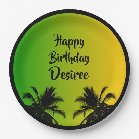 Assiettes En Carton Jamaïque Reggae Caraïbes Anniversaire (Devant)
