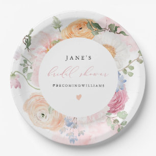 Assiettes En Carton JANE Blush Pétales Floraux & Fête des mariées Pros