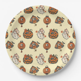 Assiettes En Carton Japanese Halloween Yokai Pattern Paper Plates