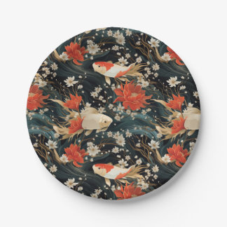 Assiettes En Carton Japonais Koi Poisson Motif