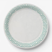 Assiettes En Carton Japonais Seigaiha Waves Elegant Jade Vert + Blanc (Devant)