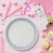 Assiettes En Carton Japonaise Seigaiha Vagues Élégante Violet + Blanc (Fête)