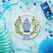 Assiettes En Carton Jar Bleu et Blanc de gingembre (Fête)