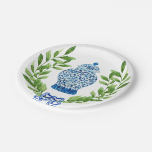 Assiettes En Carton Jar Bleu et Blanc de gingembre