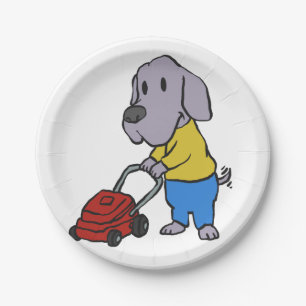 Assiettes En Carton Jardin à chiens avec tondeuse à gazon  choisir l