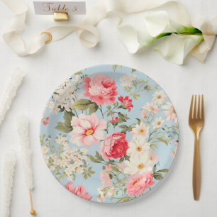 Assiettes En Carton Jardin à fleurs de campagne anglais