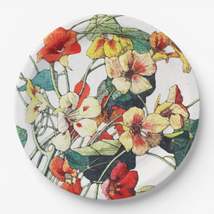 Assiettes En Carton Jardin Art Nouveau Fleurs de Nasturtium