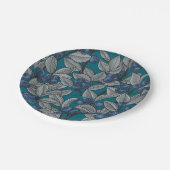 Assiettes En Carton Jardin aux bleuets, bleu et gris (Angle)