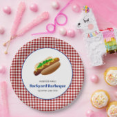 Assiettes En Carton Jardin Barbeque Hot Dogs | rouge vérifié (Fête)