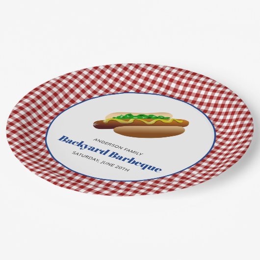 Assiettes En Carton Jardin Barbeque Hot Dogs | rouge vérifié (Angle)