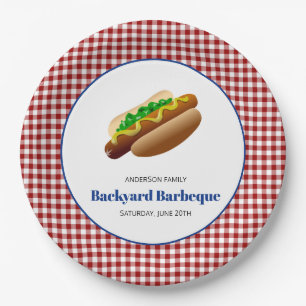 Assiettes En Carton Jardin Barbeque Hot Dogs   rouge vérifié