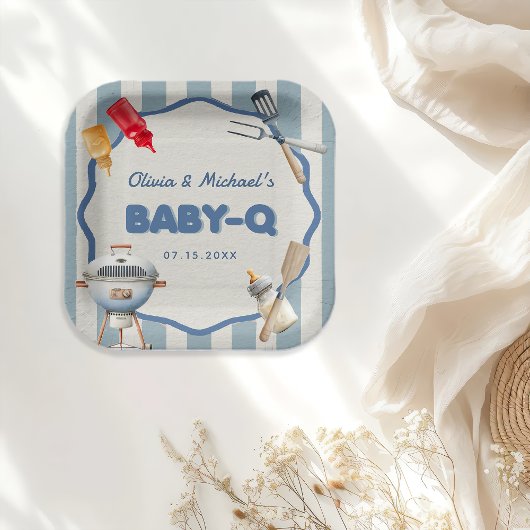 Assiettes En Carton Jardin BBQ bébé Q Baby shower Plaques papier