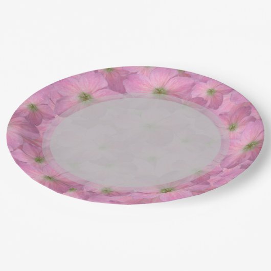Assiettes En Carton Jardin botanique Fleurs roses Plaques en papier (Angle)
