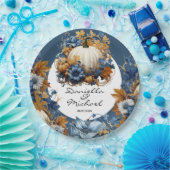 Assiettes En Carton Jardin d'automne élégant Citrouille blanc (Fête)