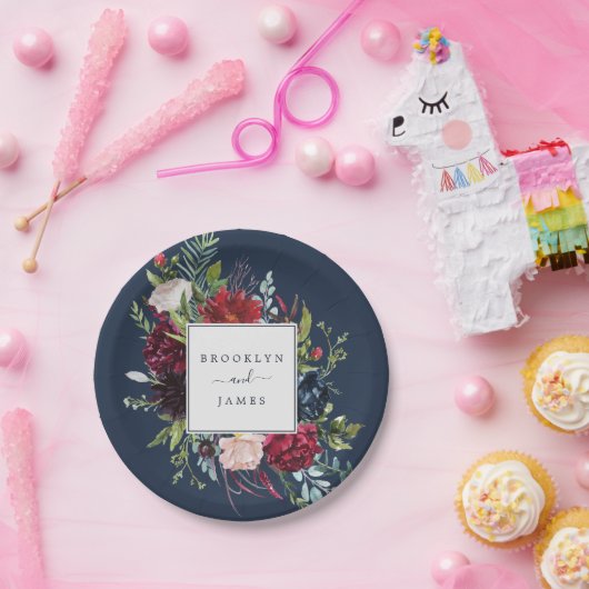 Assiettes En Carton Jardin d'automne | Mariage bleu marine (Fête)